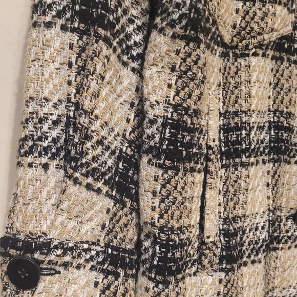 Zara -  Black, Taupe & White  Women's Oversized Tweed Jacket - Picture 6 of 8
